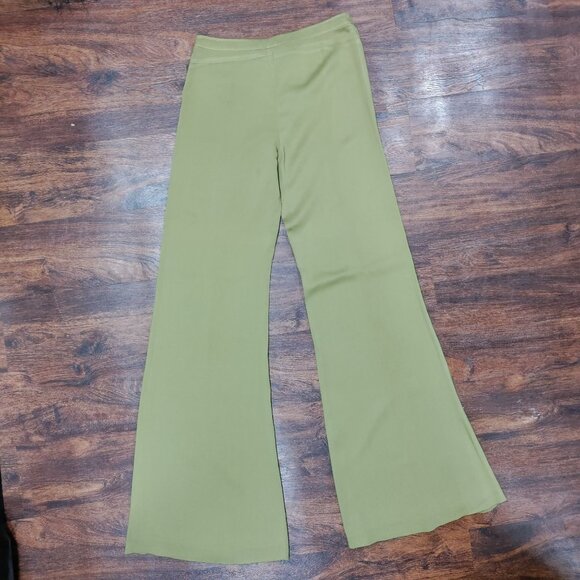 Vintage Tracy Reese Midrise Flat Front Flare Leg Y2K Trouser Pants Light Green - Picture 5 of 15